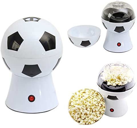 Home Electric Popcorn Maker Hot Air Popcorn Popper Machine Low-Calorie & Fat-Free Poppers For Party, Movie Night, Football Game Football/Basketball/Volleyball Design 1200W (Color : Black)