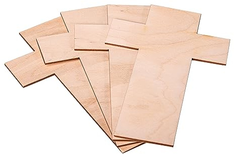 Large Wood Crosses for Crafts, 10 Pack, Unpainted Plywood Arts and Crafts Crucifix, DIY Red Poppy Remembrance Plaque and Memorial Displays, Unfinished Wooden Ornaments 20 x 12.5cm