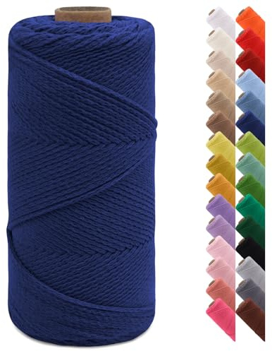 LEREATI Cordino per Borse Uncinetto, Filo Macrame 2mm x 150m Macrame Corda Corda Cotone, Cordoncino per Borse a Uncinetto, Arazzo da Parete, Fai da Te, Artigianato, Lavori a Maglia (Blu Scuro)