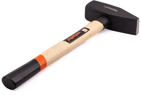 Mivos Marteau de serrurier 1500 g avec manche en bois – Marteau avec tête en acier forgé et manche en bois robuste – Marteau d'ingénierie 1500 g – Marteau de mécanicien – DIN 1041