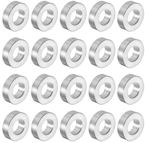 sourcing map 20 Stück Distanzhülse 5x10x3mm Aluminium Abstandshalter Runde | 5x10x3mm(IDxODxL) Unterlegscheiben für M5 Schrauben, Bolzen und Stangen