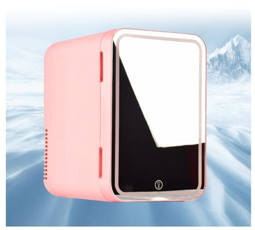 Petit RéFrigéRateur CosméTique, 8L,avec Miroir De Courtoisie LED Mini Frigo Pas Cher, Voiture,Maison,Chaud Et Froid 2 en 1 Mini Frigo Camping, pour Le Bureau Ou en Voyage,Pink
