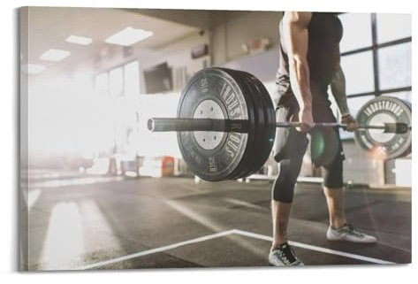 GUOYIN Fitness-Trainingsposter für Herren, Langhantel-Locken, Workout, dekorative Leinwand, Familie, Schlafzimmer, Kunstwerk, Bild, Gemälde, 60 x 90 cm