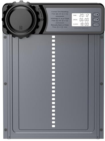 Automatische Hühnerklappe, MASTERFUN Elektrische Hühnerklappe Automatisch Hühnertür mit Wasserdicht Großes Display, Timer, Manuelle, Intelligenter Einklemmschutz