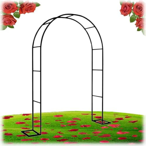 MISKYN Rosenbogen Hochzeitsbogen Gartenbogen Rankhilfe Torbogen Pergola Aus Metall Stabil Wetterfest 180Cm 140Cm 120Cm Breit Rosenbogen Aus Edelstahl,Schwarz,W1.2M*H2.2M