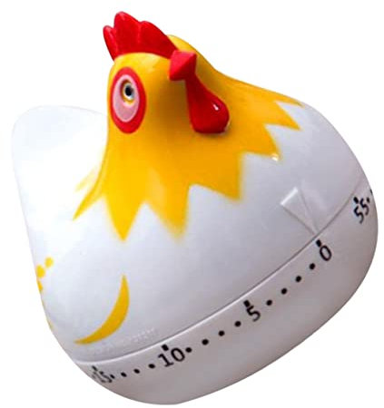 OKUMEYR Mechanical Hen Kitchen Timer Cartoon Plastic Kitchen Timer White Cooking Baking Reminder for Home and Baking Use