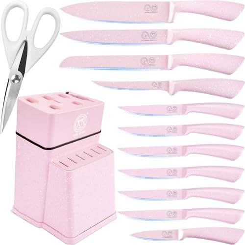 XYJ Auténtico Desde 1986 - Juego De Cuchillos De Cocina Japonés en Acero Inoxidable Con Soporte, Tijeras Para Pelar y Cortar Pan