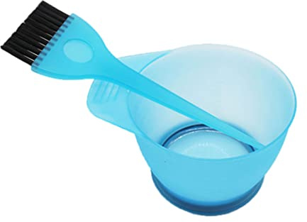 1 Set Hair Dye Color Brush and Bowl Set Hair Color Brush Mixing Bowl Kit for Hair Tint Dying Coloring Applicator Blue
