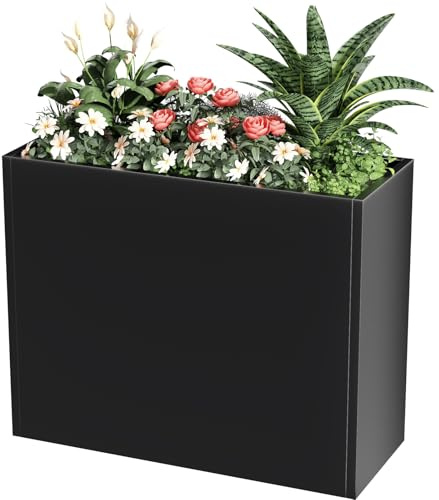 Nessxa Fioriera in metallo nero, 91,4 x 30,5 x 66 cm (lunghezza x larghezza x altezza)