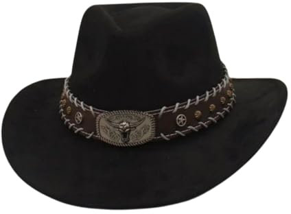 LeeQinersw Wildleder -Cowboyhut breites Krempe für Erwachsene für die Camping -Einkaufsbühne Performance, Schwarz
