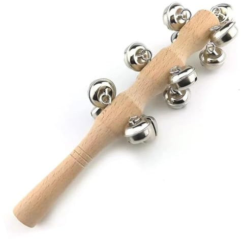 Wooden Handheld Jingle Bells Musical Instrument Jingle Bells Bar Sleigh Stick Durable Jingle Stick Shaker Rattle Funny Hand for Percussion Instrument