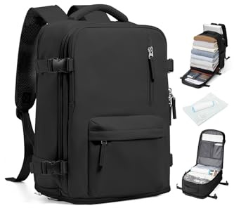 BJLFS Sac à dos Sous Vide Avec Pompe Ryanair 40x20x25 Sac à main Extensible Sac à Vide de Compression Portable Sac à dos de Voyage étanche avec système de compression scellé Noir