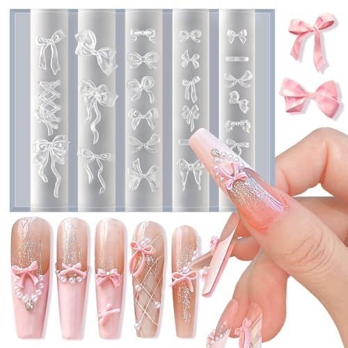 3D Gel Nail Art Skulptur Silikonform Bogen Nail Charms Silikonformen Gießformen Schleife Nagel Charms Nagel Schablone Nailart Resin Formen Nagelschablonen Silicone Mold Nagelformen Nageldesign Zubehör