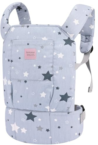 Bebamour Puppentrage für Mädchen, 3 in 1 weiches Tragetuch für Kinder, 100% Baumwolle Puppenzubehör(Grey Stars)