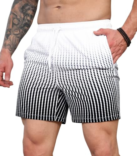 Curluriy Bañador Hombre Shorts de Baño Natación Secado Rápido Shorts de Baño Bañadores de Surf Malla y Cordón Ajustable