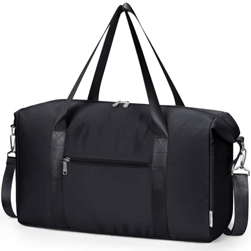 Narwey for Easyjet Cabin Bag 45x36x20 New Easyjet Underseat Easy Jet Cabin Bag Foldable Travel Duffel Carry on Luggage Weekend Overnight Hospital Bags for Women and Men 25L (Black)