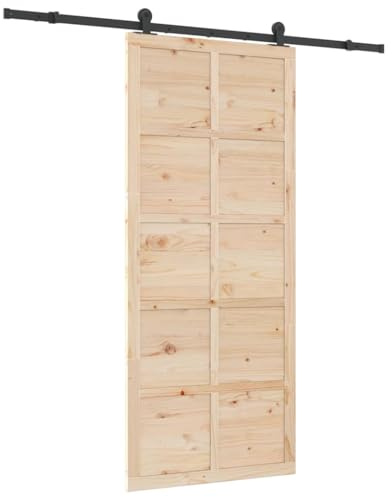 vidaXL Porta scorrevole Marrone 90 x 208 cm Pino massello, Sala da Pranzo, Porta Scorrevole Rettangolare, Rustica, Interni Eleganti, Partizione Salvaspazio, Divider in Legno