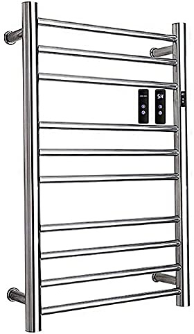 Radiatore da Bagno con Timer, scaldasalviette Elettrico a Parete, scaldasalviette in Acciaio Inossidabile 304 lucidato, a Risparmio energetico, 88 W (Rotondo cablato)