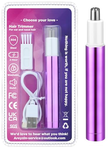 Nasenhaartrimmer Frauen, Nasenhaarschneider Ohrhaartrimmer, Professioneller Schmerzfreier Gesichtshaartrimmer, USB-Typ C Aufladung, IPX7 Wasserdichte, Leicht Zu Reinigen