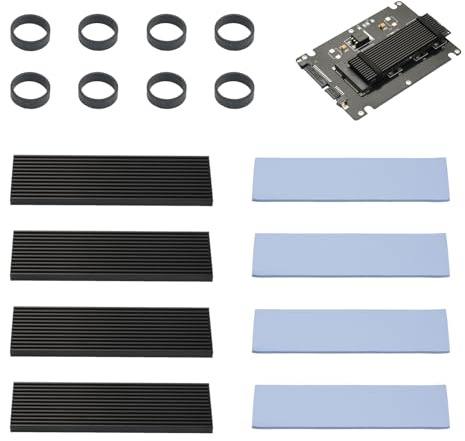 OTraki 4 Stück M2 SSD Kühlkörper Aluminium Cooler mit Wärmeleitpad Set Halbleitergeräte Kühler Ultra Dünn Heatsink für 2280 M.2 SSD PCIe NVMe CPU Kühlung PC PS5 PS5 Slim Installation | 4 Stück Set, M.2 SSD Kühlung, Aluminium Material, Wärmeleitpad inklusive