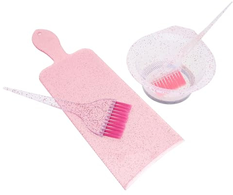 BELLIFFY Kit para Teñir el Cabello Bol y Brocha de Plástico PP Resistente Color Rosa Juego para Mezcla y Aplicación de Tinte Profesional y Doméstico