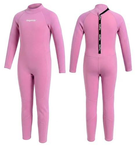 Gogokids Traje de neopreno térmico de cuerpo completo de neopreno de 2,5 mm para niños y niñas, traje de neopreno cálido de manga larga para natación, surf, playa, edades de 2 a 10 años