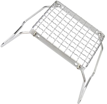 NUOBESTY Zusammenklappbarer Edelstahl Campinggrill mit 304 Edelstahl Grillrost 24x17cm Tragbarer Kleiner Feuergrill für Picknick Angeln und Outdoor Küche