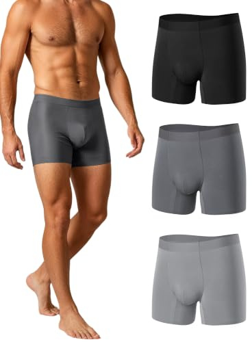 TRENDOUX Calzoncillos Hombre Boxer de Modal: Ropa Interior Suaves y Cómodo sin Costuras, Transpirables y Elástico Boxers para Hombres con Pierna Larga Adecuado para el Uso Diario Pack de 3
