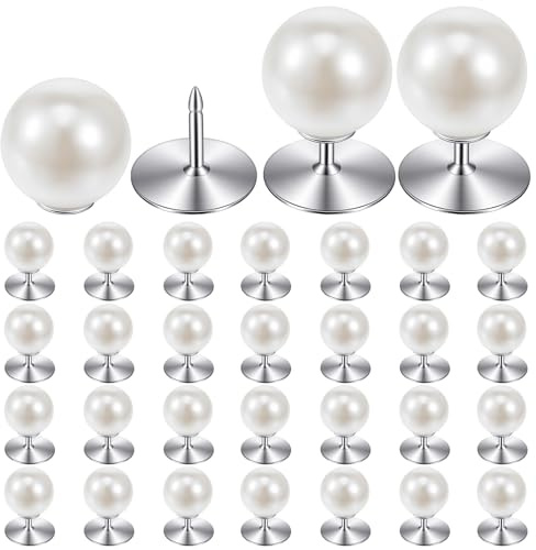 30 Sets Pearl Buttons,10mm No Sew Pearl Buttons for Clothes,Removable Reusable Decorative Buttons,White Decorative Safety Pins for Clothing,Dresses,Shirts,DIY Crafts Accessories