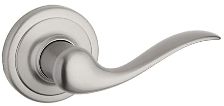 Kwikset Tustin Dummy Door Handle, Single Sided Lever for Closets, French Double Doors, and Pantry, Satin Nickel Non-Turning Right Handed Interior Push/Pull Lever, with Microban Protection
