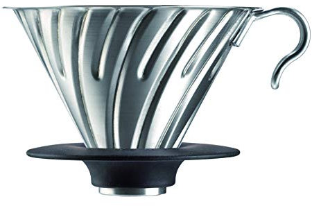 HARIO Kaffeefilterhalter / V60 Metal DRIPPER 02 aus Metall/Silber, SCHWARZ für 1-4 Tassen