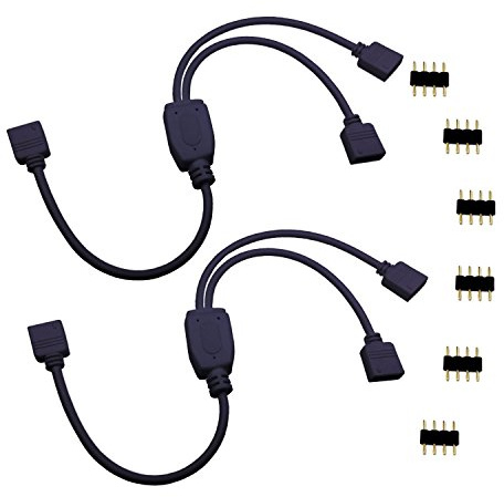 LitaElek 2 Stück LED-Splitterkabel 4 Pin 1 auf 2 Kabel Splitter LED-Streifen Verteilung 1 auf 2 Y Splitter LED-Streifen Eckverbinder Connector Verlängerung für SMD 5050 3528 2835 RGB LED Strip,