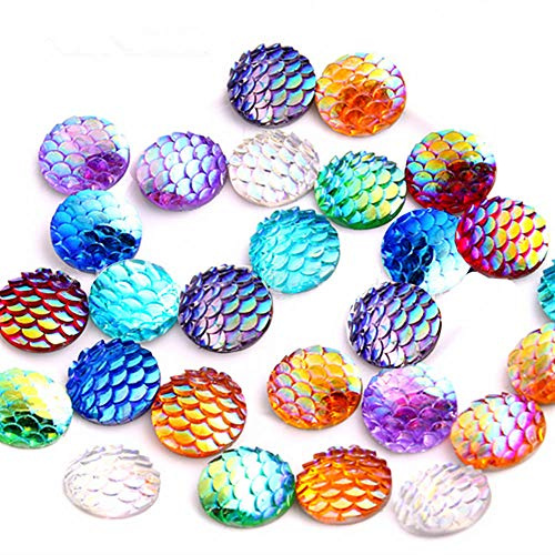 Meerjungfrauen-Waage,rund,glitzernd,Harz,12 mm, Cabochon, für DIY-Verzierungen, Basteln, Schmuck, Kunstwerk, flache Rückseite, 150 Stück