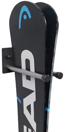 Skihalterung N1 Wand Skihalter für 1 Paar 13 cm Nordic Walking Trekking Stöcke Skiträger Hakenleiste mit schützender Gummierung zur platzsparenden Aufbewahrung