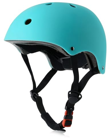 OUWOR Kids Skateboard Bike Helmet for Boy and Girl, Lightweight Adjustable, Multi-Sport for Bicycle Skate Scooter (Aqua, Small)