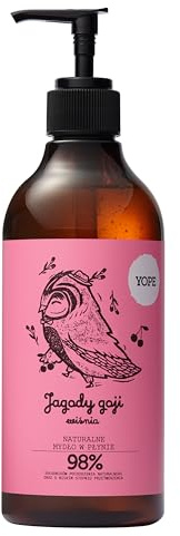 YOPE Naturlig handtvål | Goji och körsbär | Fuktgivande och skonsam | Vegansk formel | pH neutralt | Växtingredienser | 98% naturliga ingredienser | 500 ml