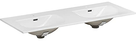 COMAD Lavabo Sky, 60/80/100/120 cm, lavabo en céramique, lavabo, Blanc, Haute qualité, différentes Tailles (Double)