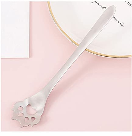 Dinner Spoon Hollow Cat's Claw Spoon Stainless Steel Spoon Dessert Spoon Spoon Coffee Cereal Mixing Spoon Large Tablespoons (Color : Silver, Size : 4 Pieces)