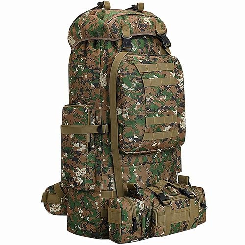 Kabxhueo 80L - 100 L Taktischer Rucksack mit Regenhülle 2 in 1 Militär Rucksäcke Herren mit Hüfttasche Großer Wanderrucksack & Trekkingrucksack für Camping, Wandern, Outdoor Reisen