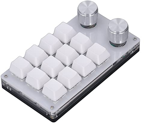 Mechanische -Makro-Tastatur mit 12 Tasten Mechanische Einhand-Gaming-Tastatur Multifunktionale Verknüpfung Programmierbare USB-Tastatur mit 2 Knöpfen für Spiele