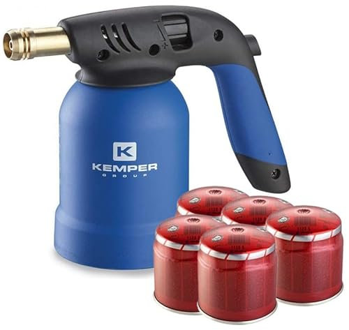 Lampada Per Saldare Tornado Accensione Piezo Con Cartucce Gas 190 Gr. Kit Pronto All'Uso (Saldatore + 5 Cartucce)