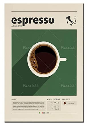TANYANG Espresso-Poster, Kaffeedruck, Italienischer Kaffee, Retro-Poster, Einweihungsgeschenk, Küchendekor, Mid-Century-Poster, Minimalistischer Druck 21X30Cm Kein Rahmen