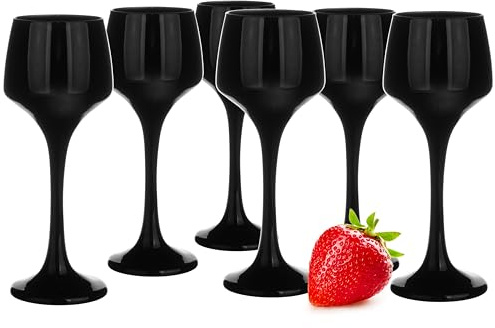 Glasmark Krosno Schnapsgläser 6er Set 75 ML Gläser Set Für Schnaps Vodka Glas Shots Likör Schnapsglas Shotgläser Likörgläser Geschenkset Wodka Schwarz 6 x 75 ML