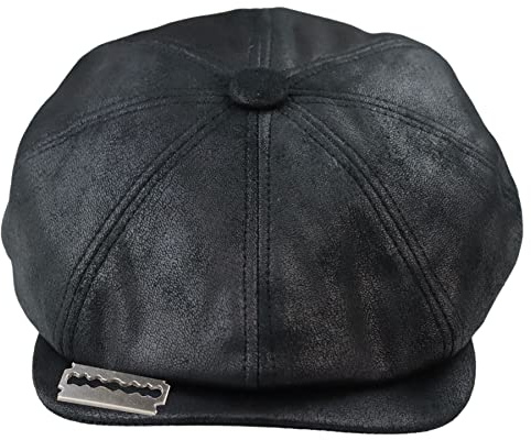 TruClothing.com Herren 8 Panel Razor Baker Boy Hut PU Leder Blinders Newsboy Schiebermütze