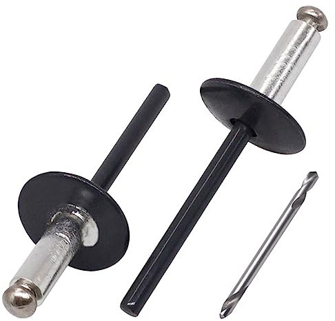 SKIR'CO (50 Stück) Großflansch Alu-Blindnieten 4,8x16 mm Edelstahldorn RAL 7016 Anthrazitgrau (inkl. Bohrer)