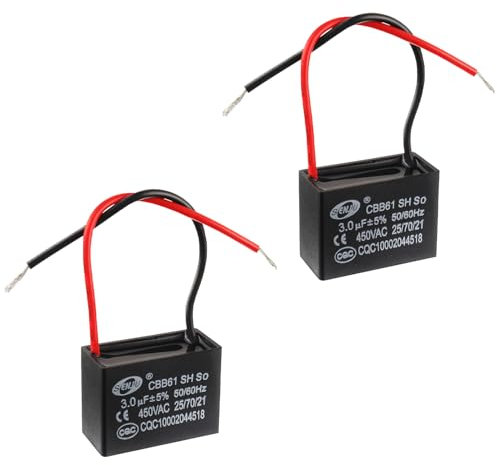 SIGANDG CBB61 3uF 450V AC 50/60 Hz Condensador de Funcionamiento del Motor del Ventilador del Aire Acondicionado (Paquete de 2)
