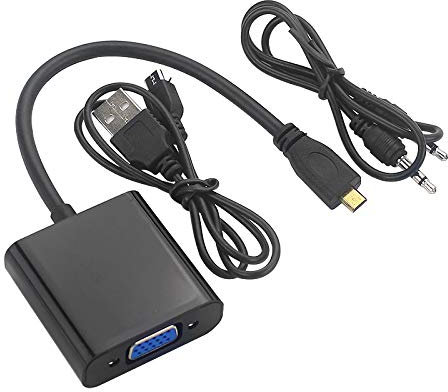 Koanhinn adattatore mini a VGA, 1080P, convertitore video, con presa audio, USB per fotocamera