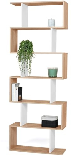 IDMarket - Etagère bibliothèque Sofia Forme S façon hêtre et Blanc 189 cm