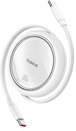 Baseus Cable USB C a USB C enrollable, 60 W, 1 m, mini cable de carga rápida, cable de carga USB C para iPhone 16, 15, 14 Pro, Samsung Galaxy S25 S24 Ultra, MacBook, iPad Pro, portátil, fácil de
