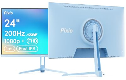 Pixio PX248 Wave Blue 24 inch 200Hz Refresh Rate FHD 1080p Resolution Fast IPS Panel 1ms GTG Response Time Built-in Speakers Gaming Monitor with Adaptive Sync